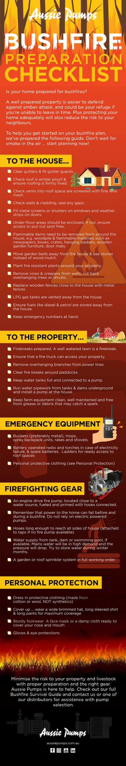 Aussie Pumps Bushfire Preparation Checklist