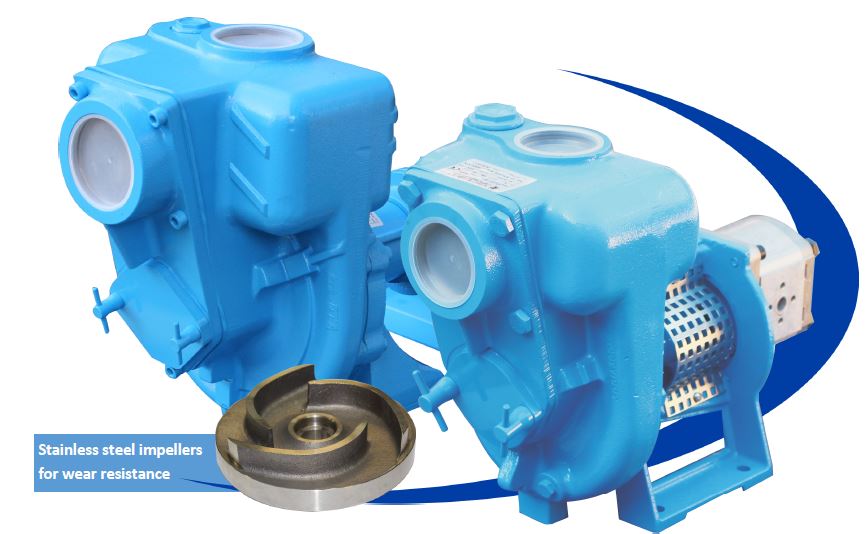 Hydraulic drive cast iron pumps with stainless steel impellers
